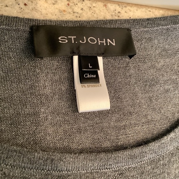 St. John Charcoal Wool & Silk Sweater Top Size LG Tunic Asymmetrical - Picture 8 of 12